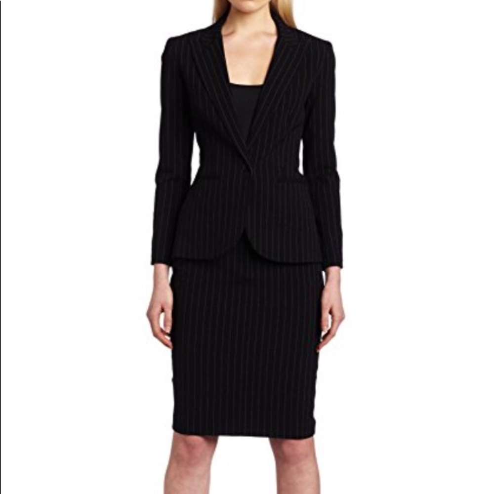 Pinstripe black suit - jacket and skirt